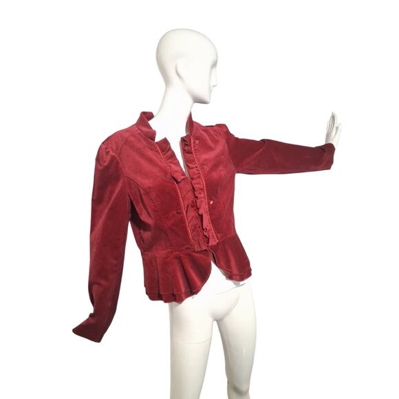 White House Black Market Velvet Women's size 12 Vampire Witchy Peplum Jacket - Picture 6 of 12